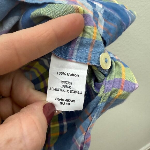 J Crew Factory Summer Plaid Long Sleeve Button Down Shirt 40732 Mens size Large - Picture 4 of 6